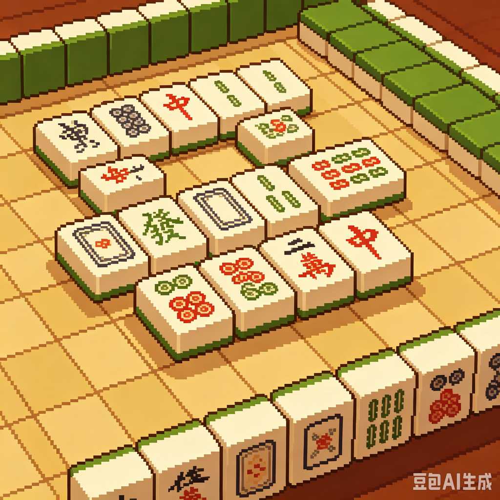retro text mahjong tiles